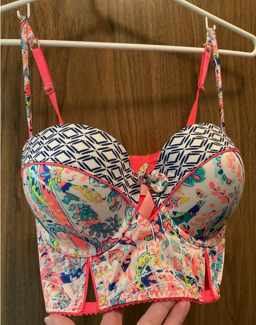 Victoria’s Secret Very Sexy Balconnet 36 C Corset Underwire Push-up Orange Multi